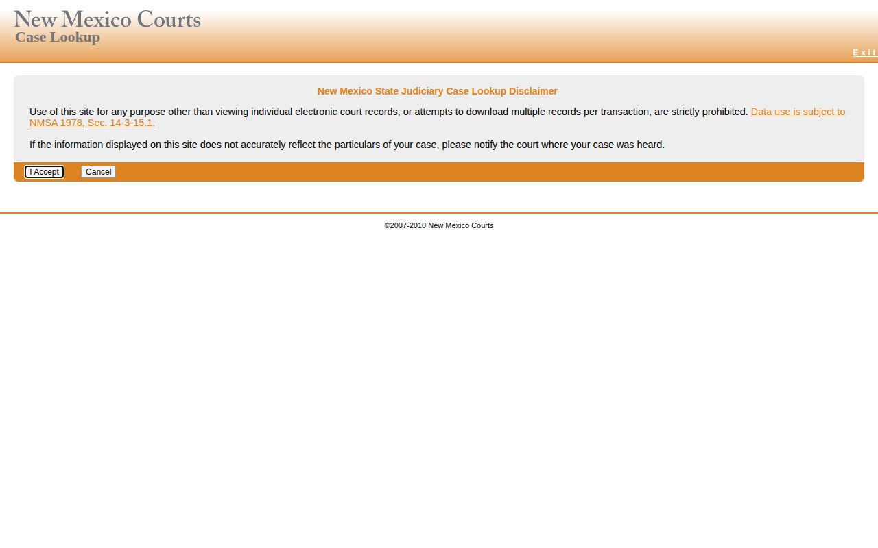 New Mexico court case search for a released inmate disposition